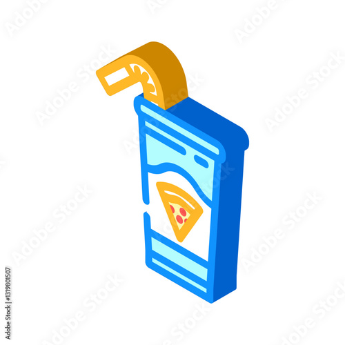 pizza flavored drink meal drink isometric icon vector illustration