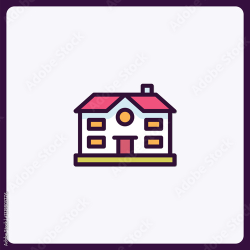 Stylized residential building icon representing home and property concept