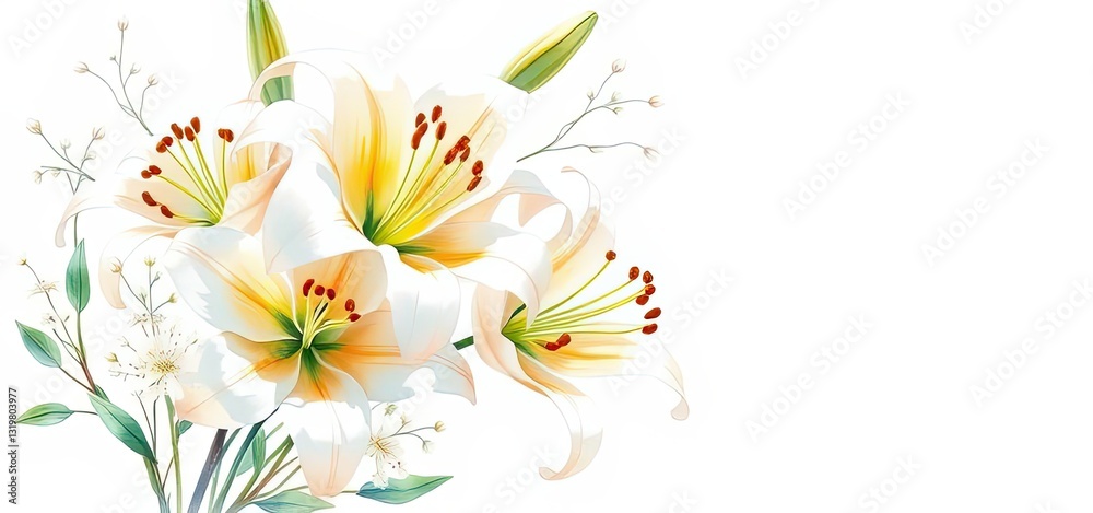 Elegant White Lilies Floral Arrangement Spring Blooms Wedding Decor Elegant White Lilies Floral Arrangement Spring Blooms Wedding Decor