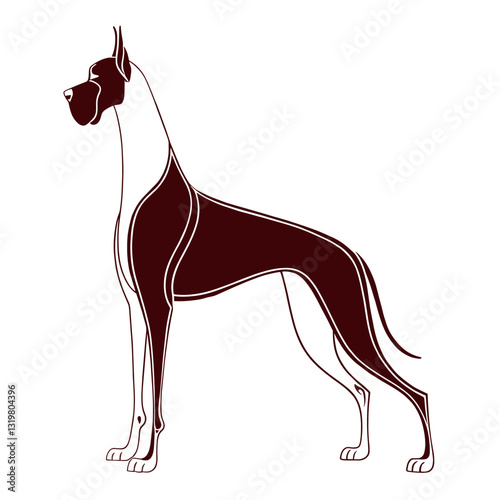 Geometric great dane dog icon in two-tone artistic style