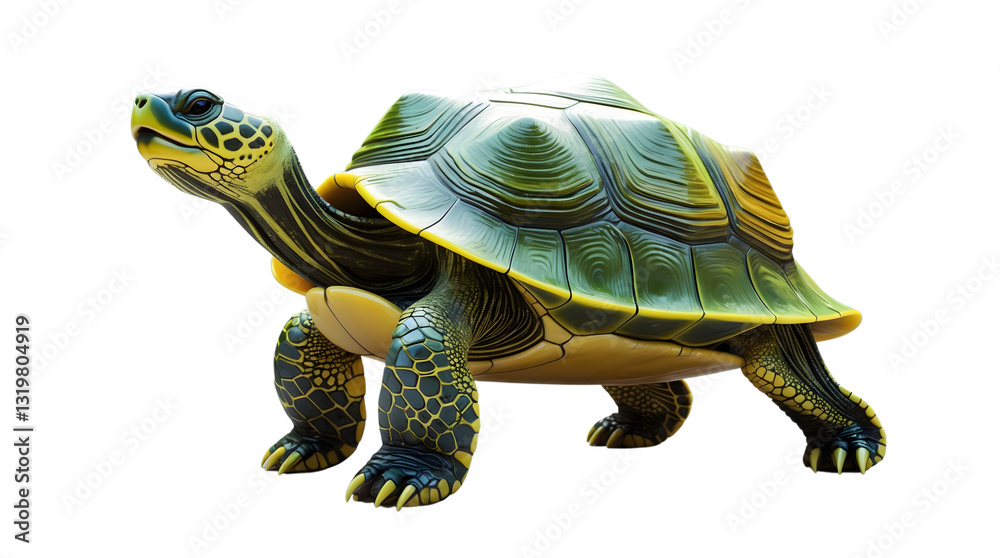 Fototapeta premium Green Turtle, Reptile, Shell, Wildlife, Nature, Close-up, Animal, 3D Render, Isolated, Backgrou