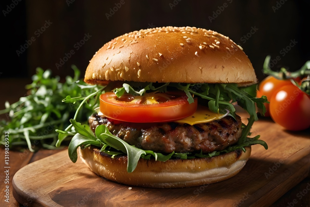 menu fast food hamburger Grilled Beef double cheese burger tasty delicious on table at restaurant menu fast food hamburger Grilled Beef double cheese burger tasty delicious on table at restaurant