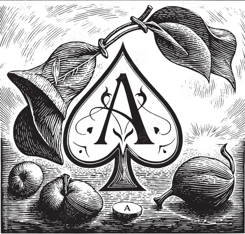 Ace of spades black illustrations, casino tempale design vector