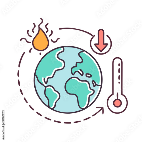 Simple Global Warming Icon for Climate Change Awareness, Environmental Impact, and Sustainability