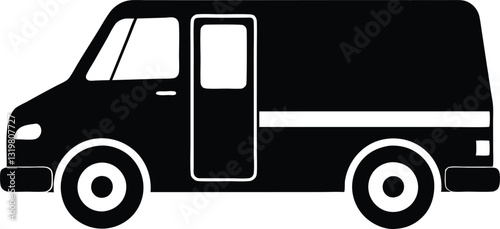 Delivery truck silhouette vector, Fast shipping delivery truck icon