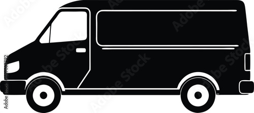 Delivery truck silhouette vector, Fast shipping delivery truck icon