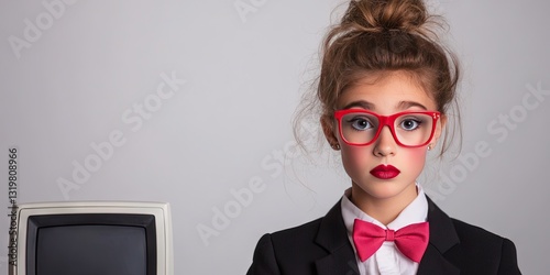 Computer nerd working on her technology online