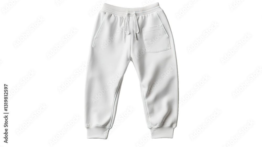 Obraz premium Backview mockup of white sweatpants on isolated apparel showcase minimalist style