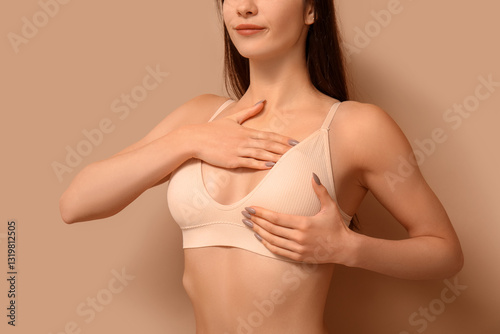 Young woman checking her br...