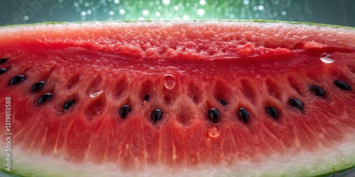 Obraz na płótnie Freshly sliced watermelon with droplets glistening under vibrant lights at a summer gathering w salonie