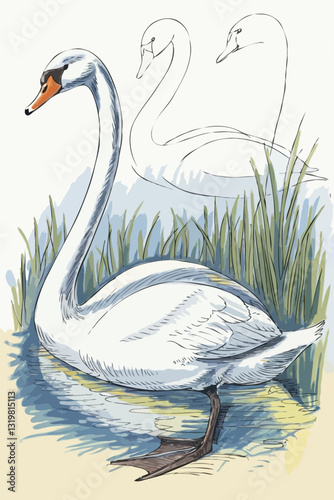 Elegant Simple Swan Drawing Guide