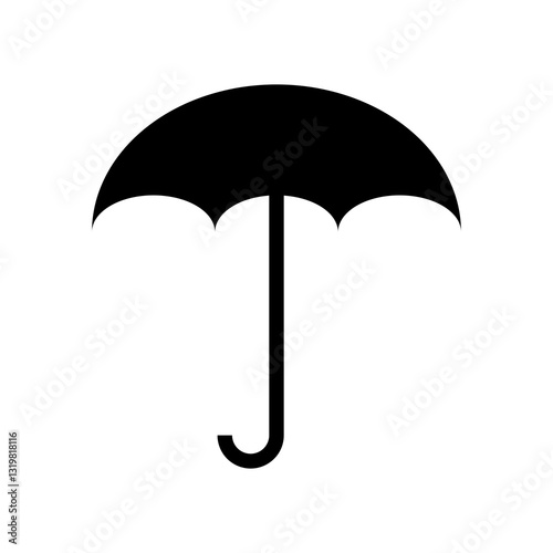 black umbrella silhouette vector illustration on white background. open umbrella icon design. open umbrella for rainy weather or sunshade