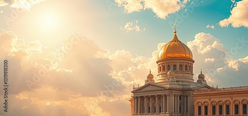 Golden Dome Cathedral Sunset Cloudscape Architecture Religion Travel