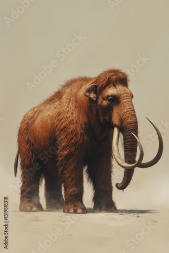 a woolly mammoth standing in the sand