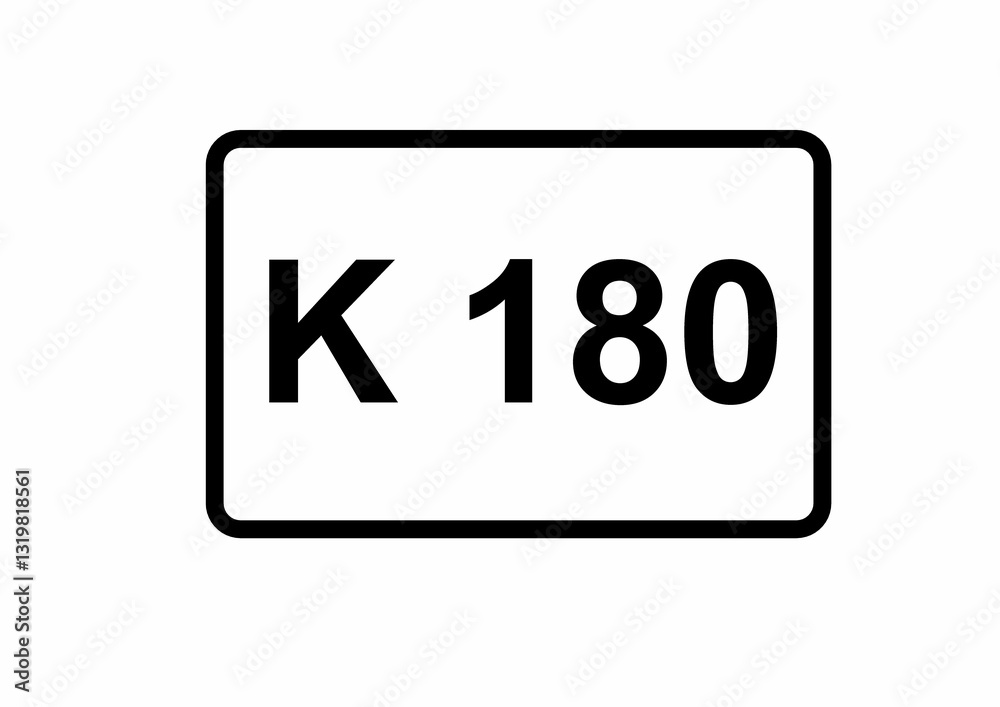 Illustration eines Kreisstraßenschildes der K 180 in Deutschland Illustration eines Kreisstraßenschildes der K 180 in Deutschland