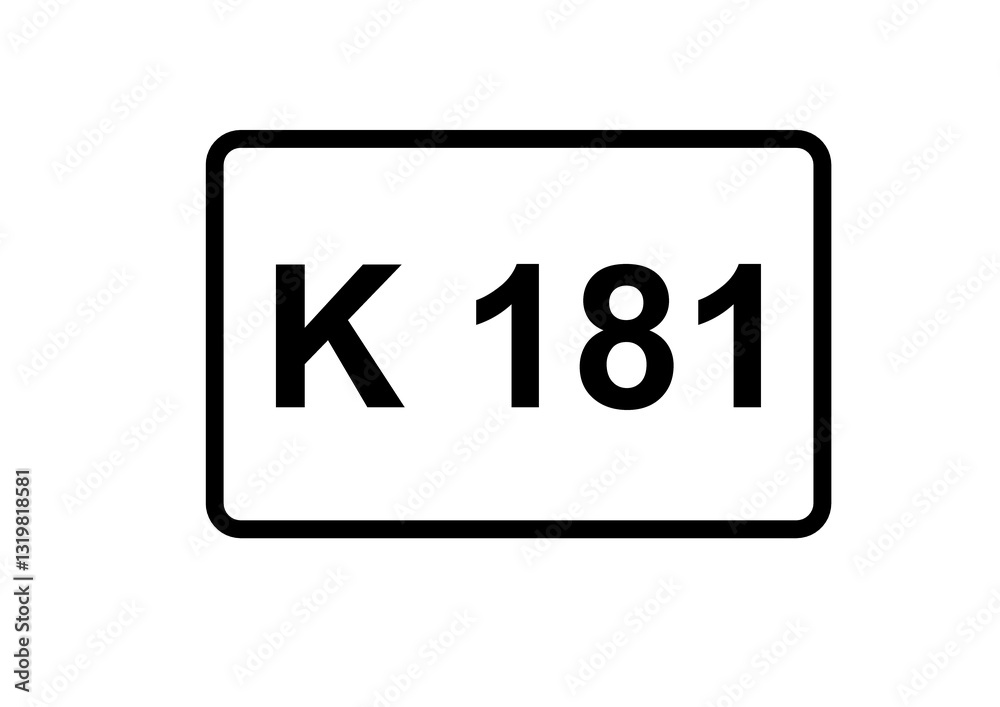 Illustration eines Kreisstraßenschildes der K 181 in Deutschland Illustration eines Kreisstraßenschildes der K 181 in Deutschland