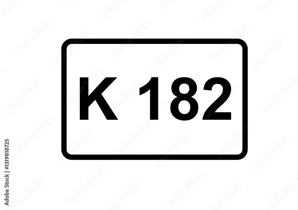 Illustration eines Kreisstraßenschildes der K 182 in Deutschland Illustration eines Kreisstraßenschildes der K 182 in Deutschland