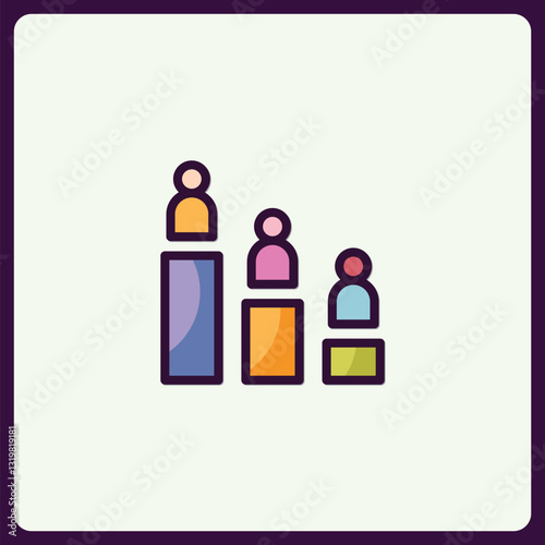 Colorful bar graph icon representing decreasing levels or population trends