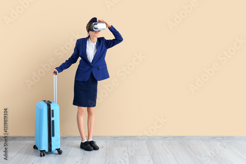 Female stewardess in VR gla...