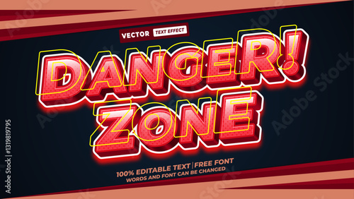 Danger zone 3d editable vector text style effect. Colourful modern trendy typography style font effect template