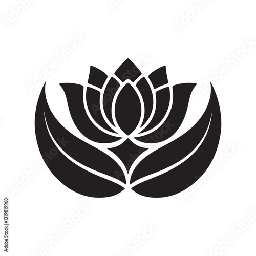 Lotus silhouette vector art illustration.