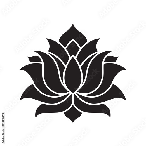 Lotus silhouette vector art illustration.