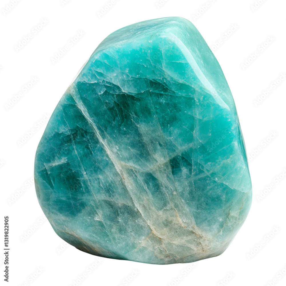 A Polished Chunk of Amazonite with Greenish Blue Color Isolated on Transparent Background A Polished Chunk of Amazonite with Greenish Blue Color Isolated on Transparent Background