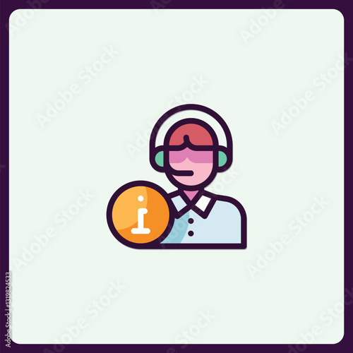 Help desk operator icon with headset and information symbol design