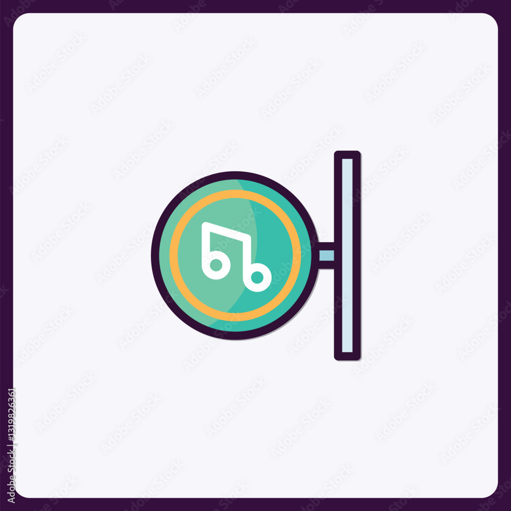 Music school signage icon with rounded teal design and gold accents Music school signage icon with rounded teal design and gold accents