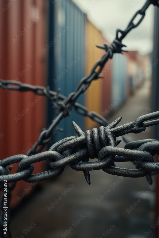 a close up of a chain link fence with barbed wire a close up of a chain link fence with barbed wire
