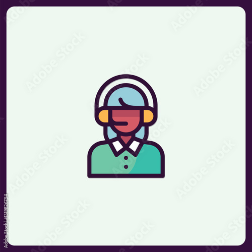 Simple Line Art Illustration of a Customer Service Representative Icon