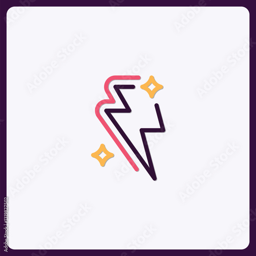 Stylized thunderbolt emblem with sparkling star accents and vibrant color palette Free Download Stylized thunderbolt emblem with sparkling star accents and vibrant color palette - GFXLoad