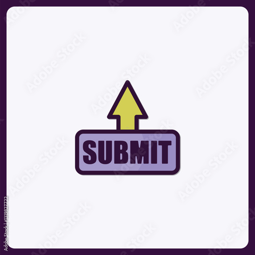 Submit request graphic element with arrow pointing upwards for online tasks