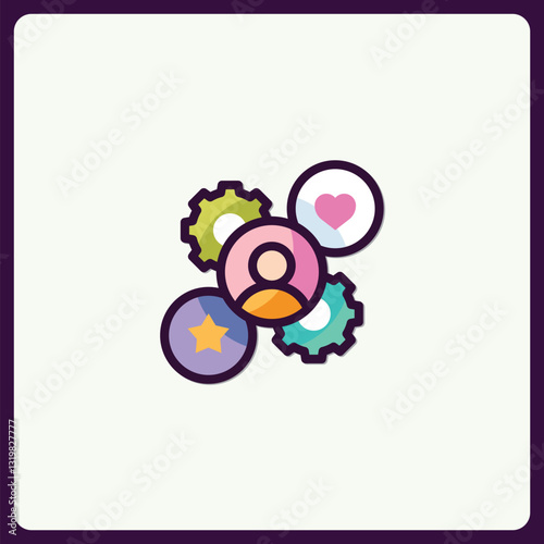Teamwork icon displays diverse abilities with dedication and enthusiasm