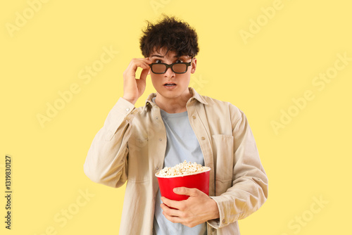 Young surprised man in 3d e...