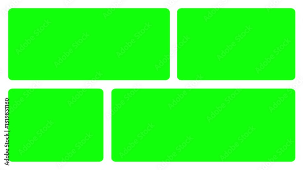 collage or grid green screen 4k animation Native Design elements, Simple bento grid UI layout design. trendy Geometry Futuristic grid animation