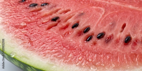 Refreshing watermelon cut in half showcases vibrant pink flesh and dark seeds in summertime setting