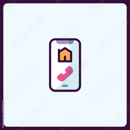 Simple phone call with house graphic illustration for modern technology
