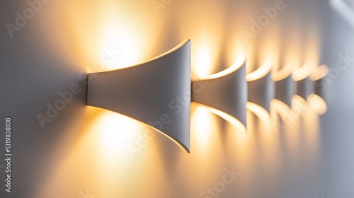 A close-up of a contemporary LED wall light.  It's white and electrically powered.
 