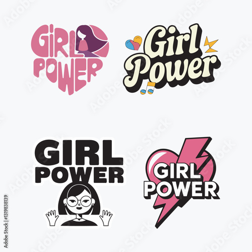 A Girl Power Empowered Girl Silhouette with Bold Text