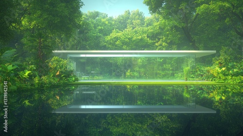 Wallpaper Mural Serene Glass Pavilion in Lush Green Forest Torontodigital.ca
