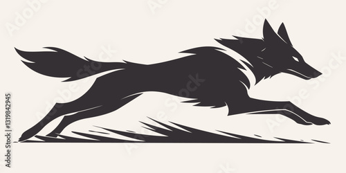 Flat linear icons set: stylized running dog silhouette vector design.