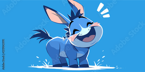 Charming baby animal, flat style vector icons set of cute cartoon donkey characters.