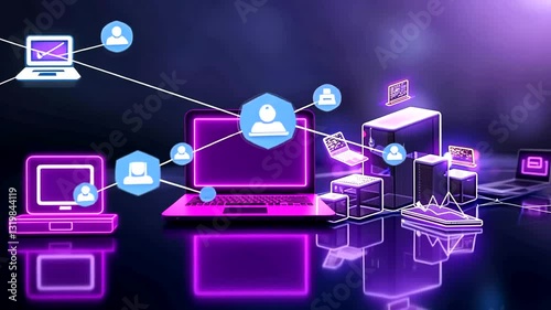 Secure Online User Data Network, Laptop, Server, Cyber Security, Digital