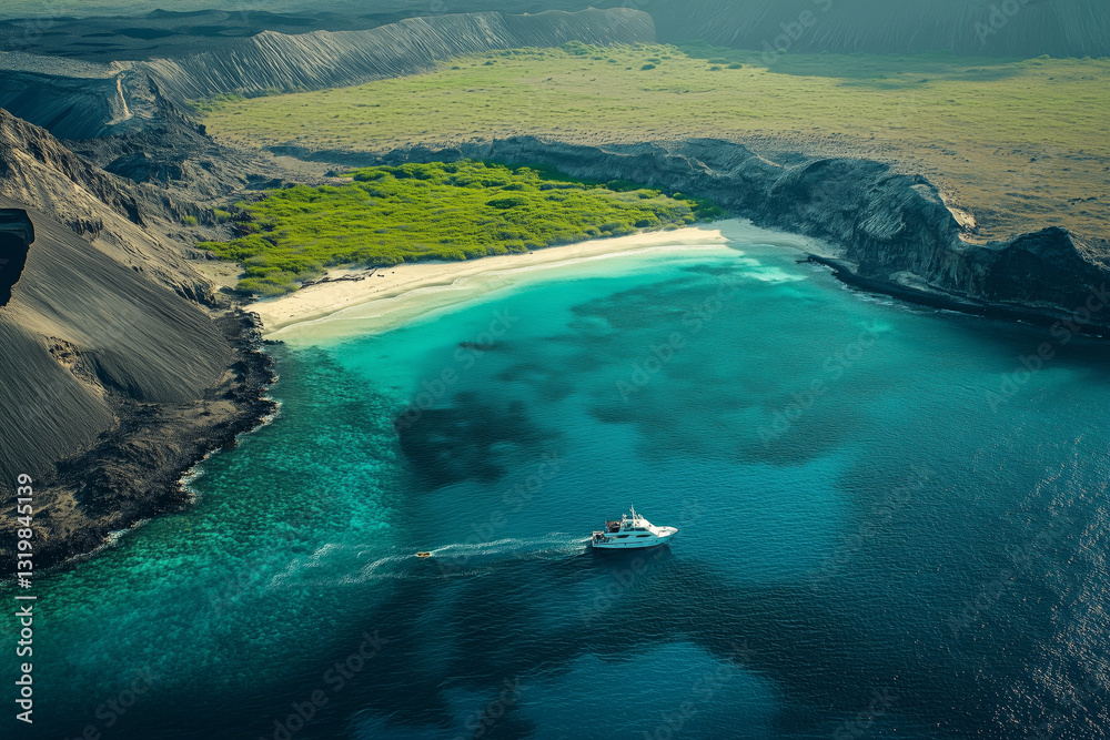 Fototapeta premium Vibrant coastal beauty of Galapagos National Park in a tranquil afternoon