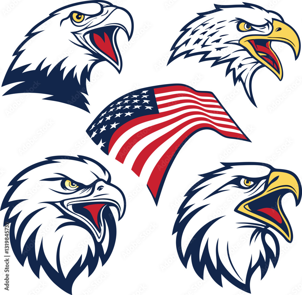 Fototapeta premium american eagle head logo