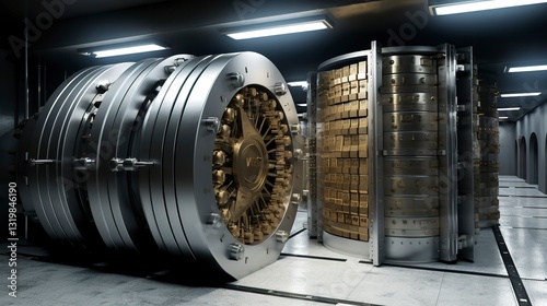A photo of a bank vault full of cash