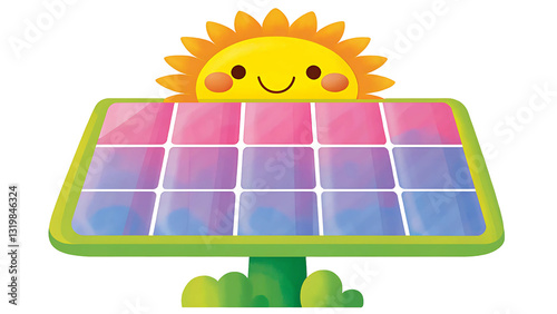 Solar smiley sunflower energizes kids imagination in cartoon element kawaii illustration style