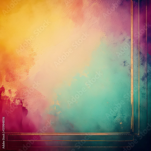 multicolor background colorful with a simple gold decorative border
