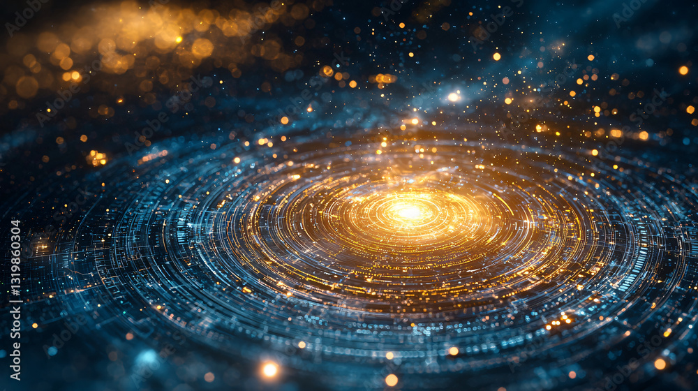 A futuristic sacred geometry pattern blending golden ratio elements with celestial light, symbolizing universal connection. A futuristic sacred geometry pattern blending golden ratio elements with celestial light, symbolizing universal connection.